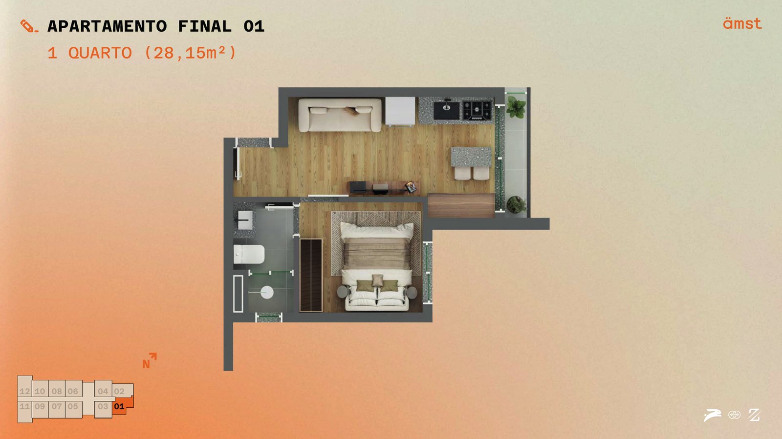 Apartamento final 01 — 28,15 m²