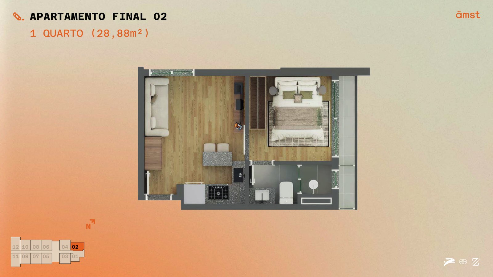 Apartamento final 02 — 28,88 m²