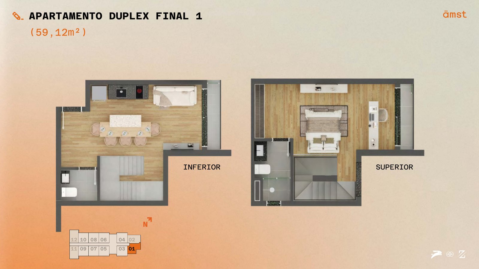 Apartamento duplex final 1 — 59,12 m²