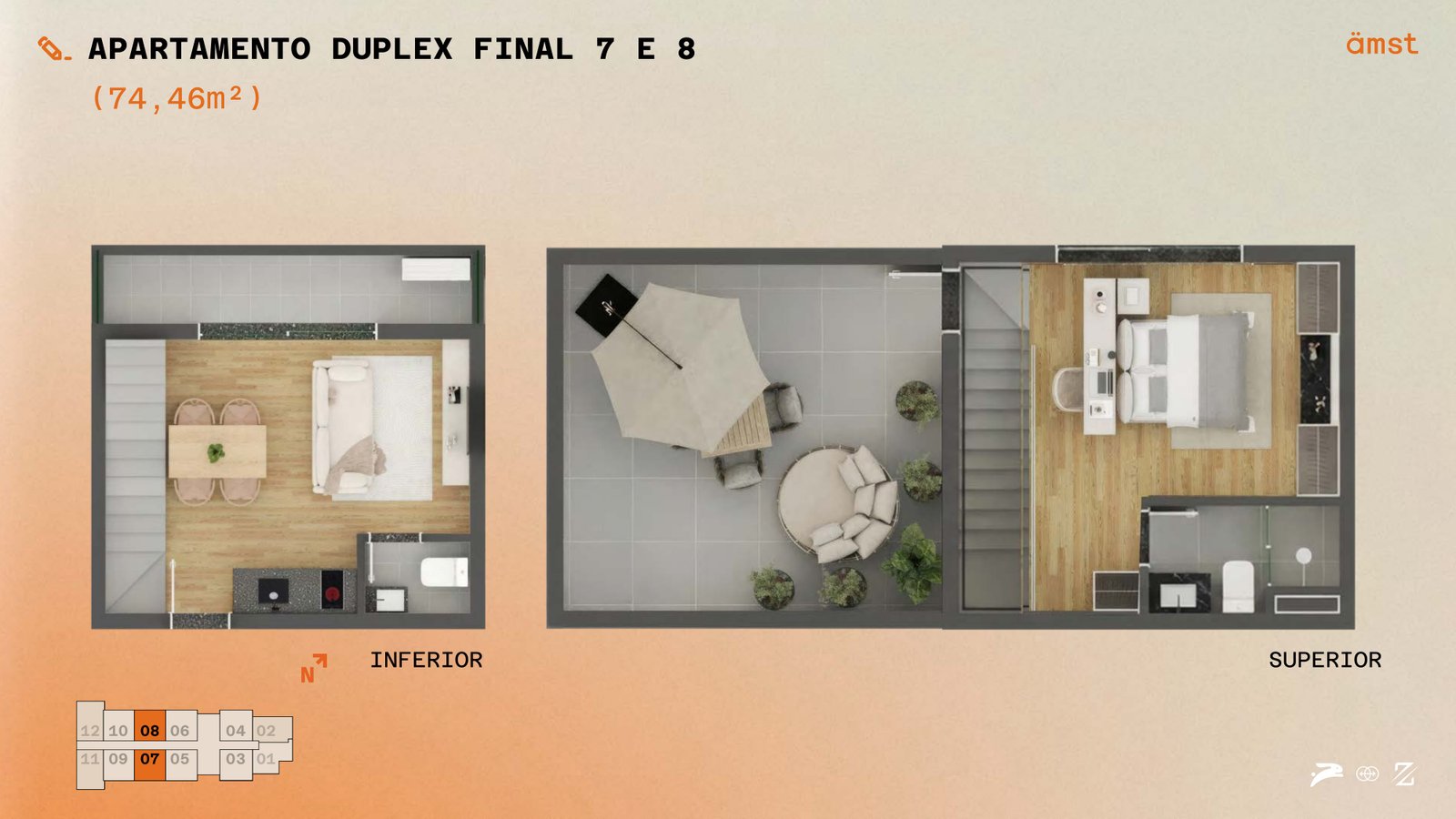 Apartamento duplex final 7 e 8 — 74,46 m²